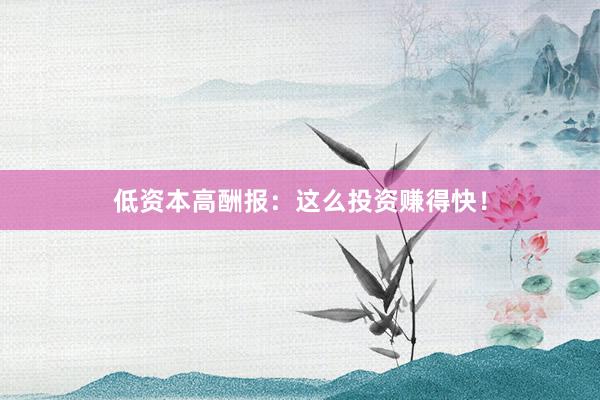 低资本高酬报：这么投资赚得快！